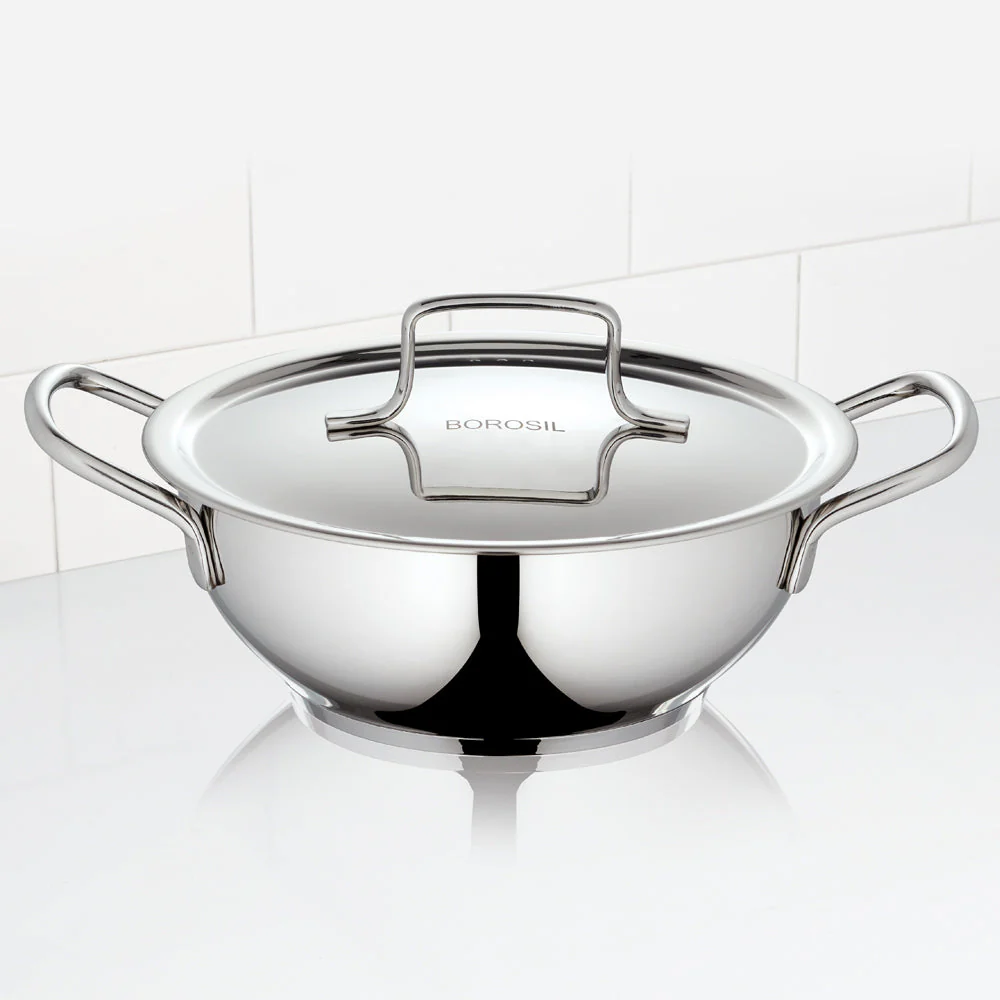 Cookfresh Stainless Steel Deep Kadhai with Lid - Image 3
