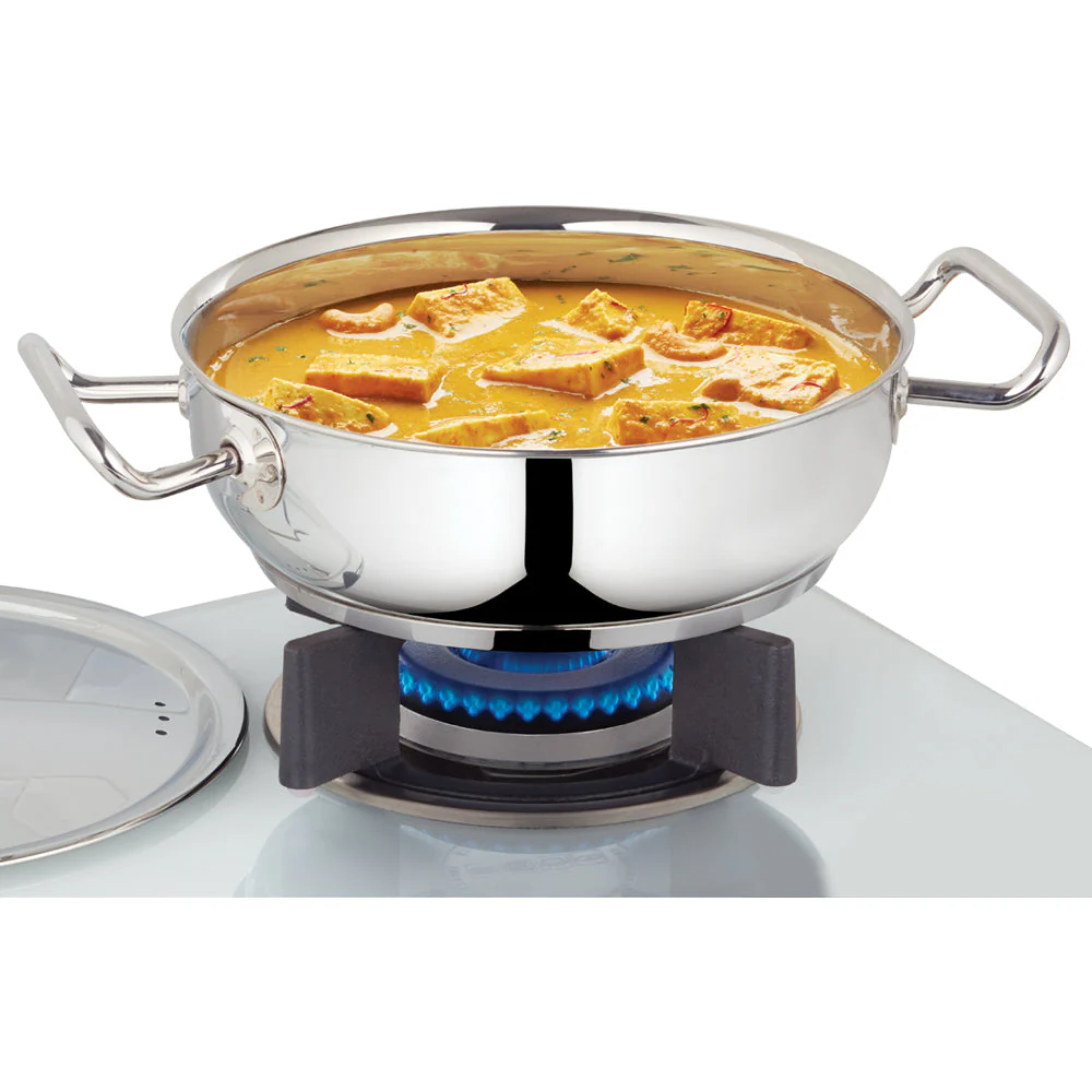 Cookfresh Stainless Steel Flat Kadhai with Lid - Image 13