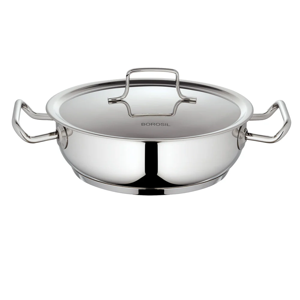 Cookfresh Stainless Steel Flat Kadhai with Lid - Image 4