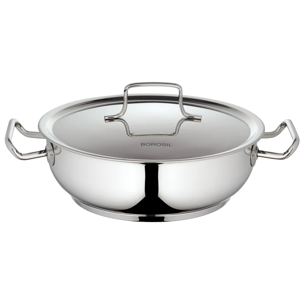 Cookfresh Stainless Steel Flat Kadhai with Lid - Image 4
