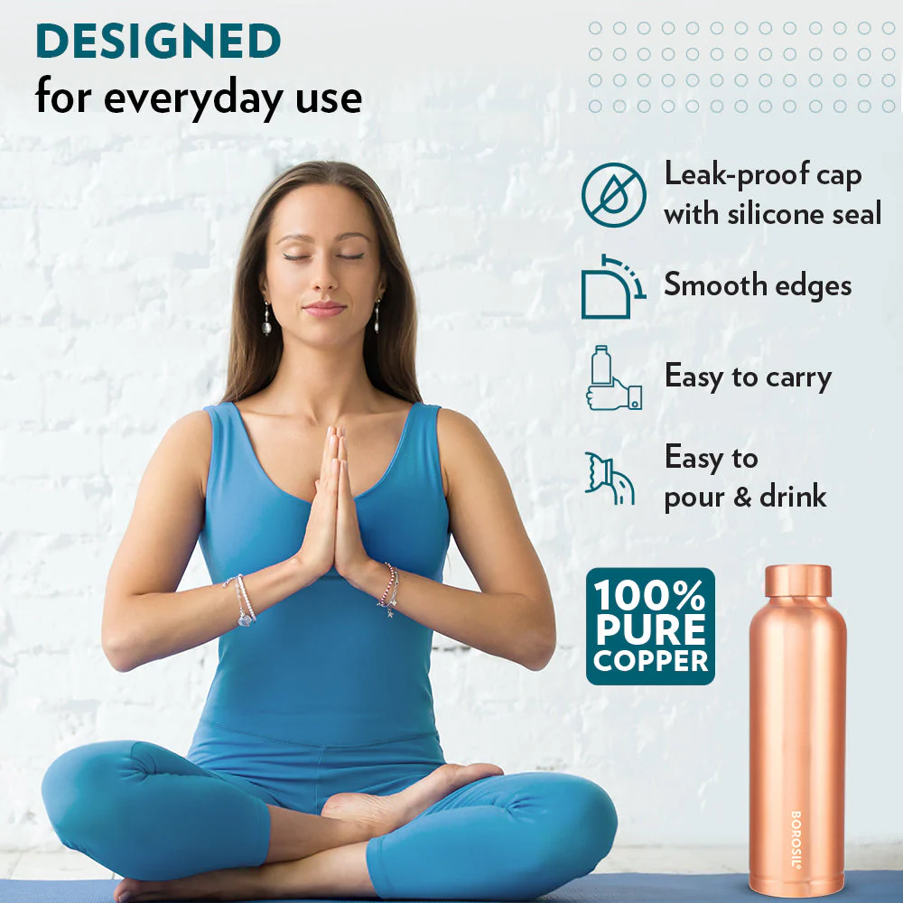 Eco Copper Bottle & Glass Set - Image 3