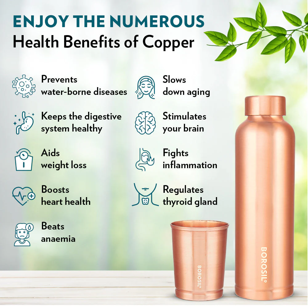 Eco Copper Bottle & Glass Set - Image 4