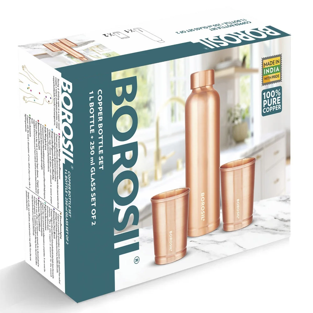 Eco Copper Bottle & Glass Set - Image 8