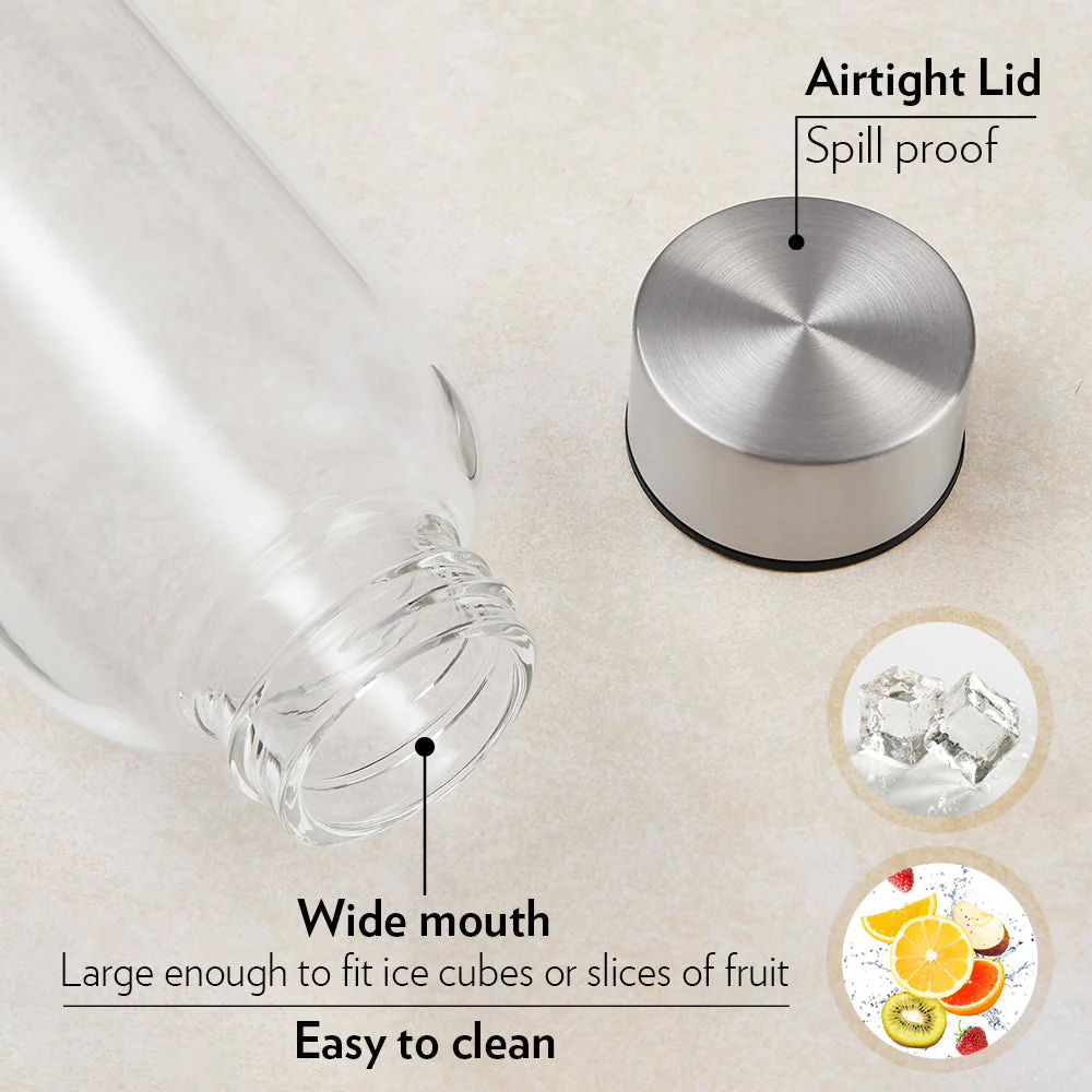 Crysto Narrow Mouth Clear Glass Bottle - Image 4