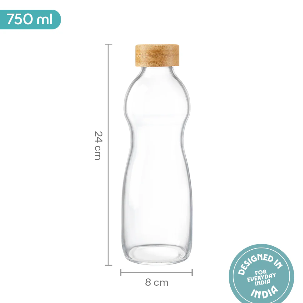 Curve Glass Bottle with Bamboo Lid - Image 3