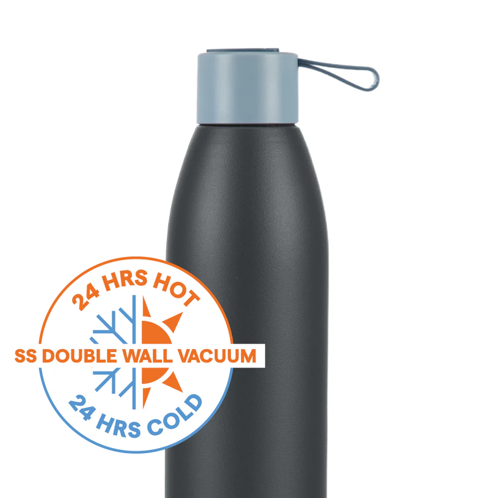 Personalised Duomate Stainless Steel Double Wall Bottle, Black - Image 3