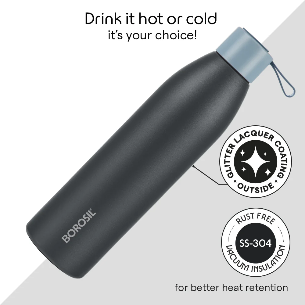 Personalised Duomate Stainless Steel Double Wall Bottle, Black - Image 5