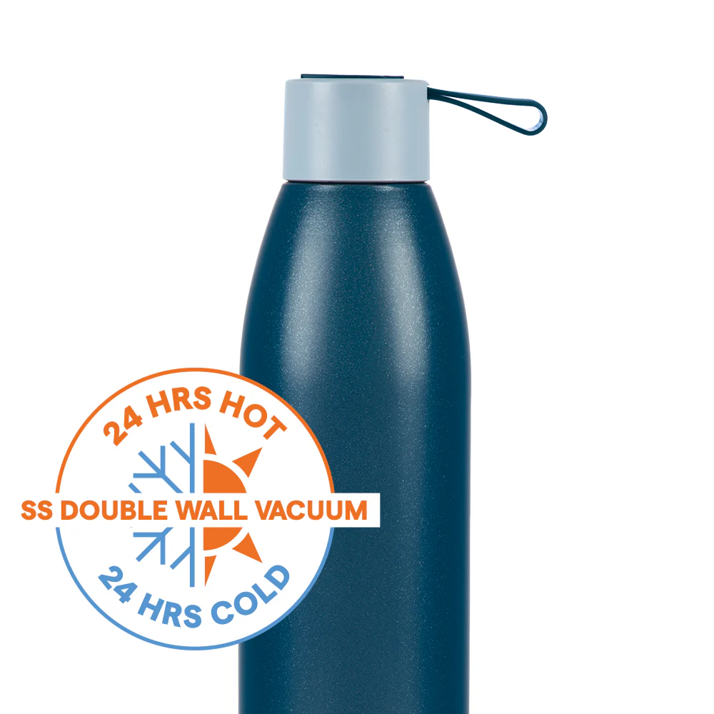 Personalised Duomate Stainless Steel Double Wall Bottle, Blue - Image 3