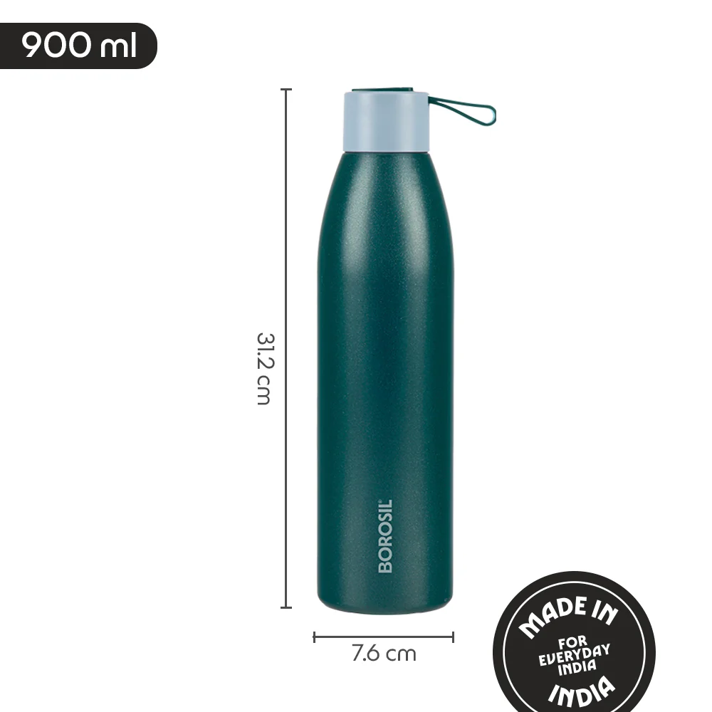 Duomate Vacuum Insulated Stainless Steel Bottle, Green - Image 3