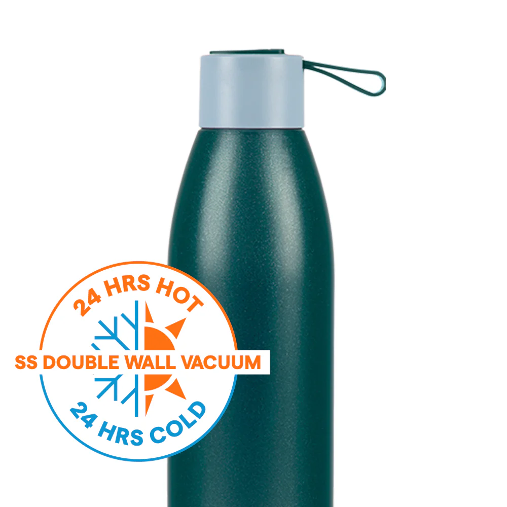 Duomate Vacuum Insulated Stainless Steel Bottle, Green - Image 2