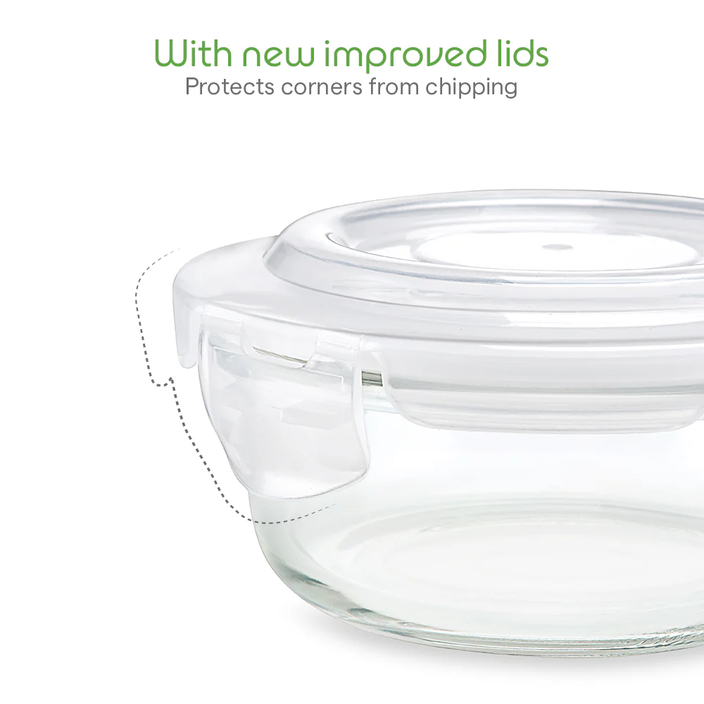 Elite Blue Gray Round Glass Lunch Box - Image 4
