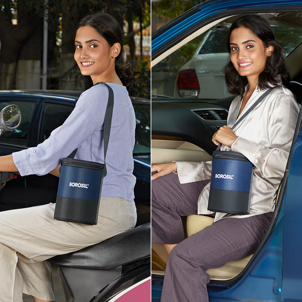 Elite Blue Gray Round Glass Lunch Box - Image 7