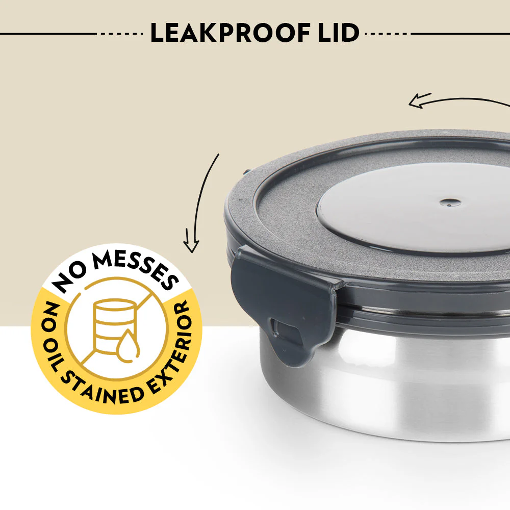Feast Stainless Steel Round Lunch Box - Image 4