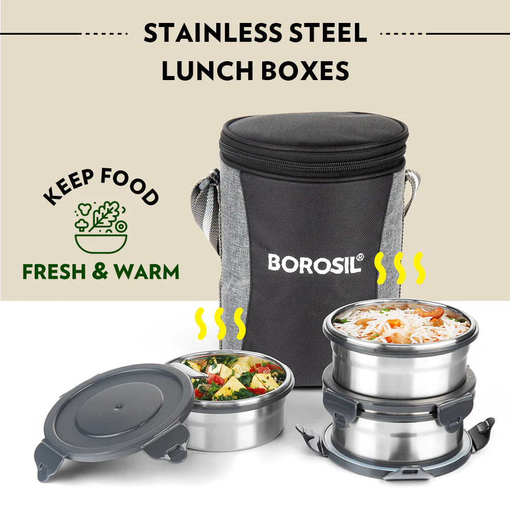 Feast Stainless Steel Round Lunch Box - Image 3