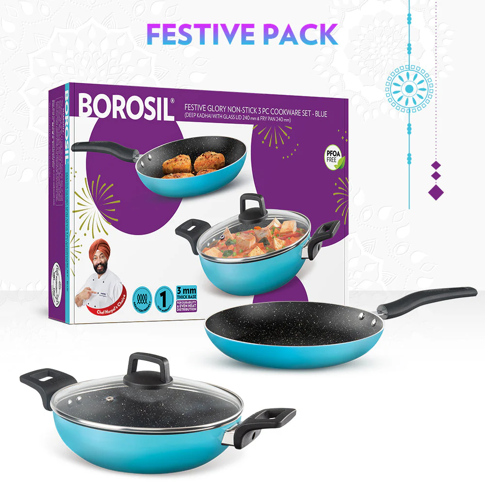 Festive Glory Cookware Set, Blue - Image 8
