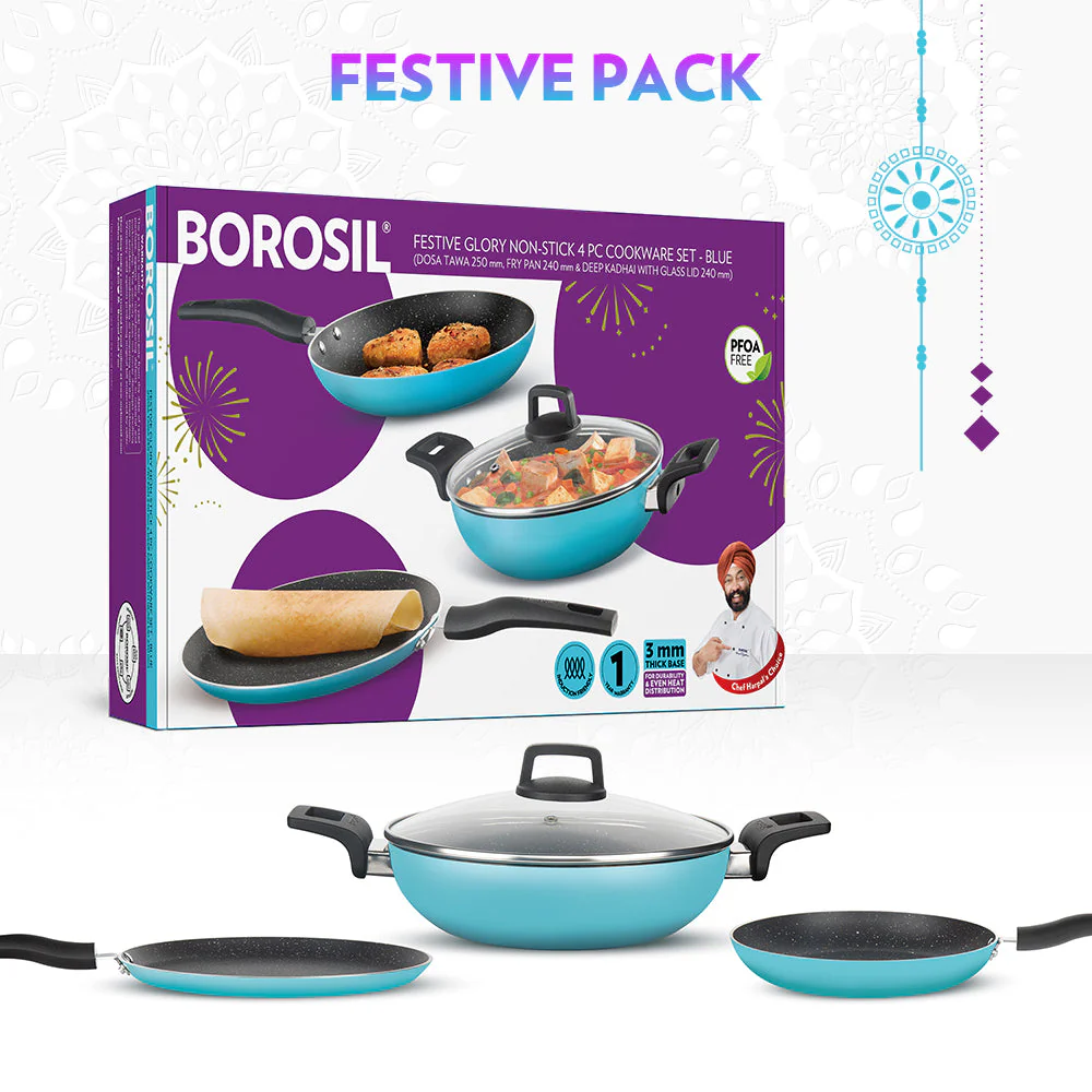 Festive Glory Cookware Set, Blue - Image 8