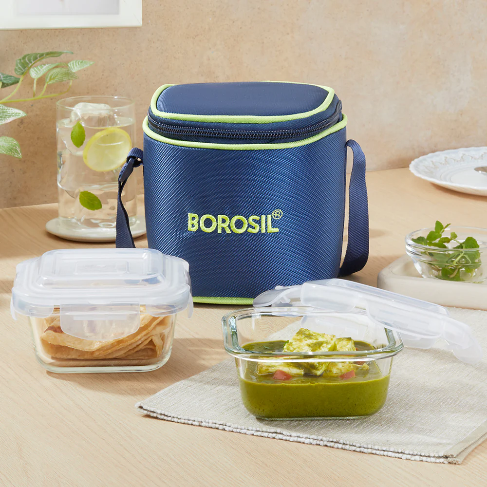 Square Glass Lunchbox, Blue - Image 2