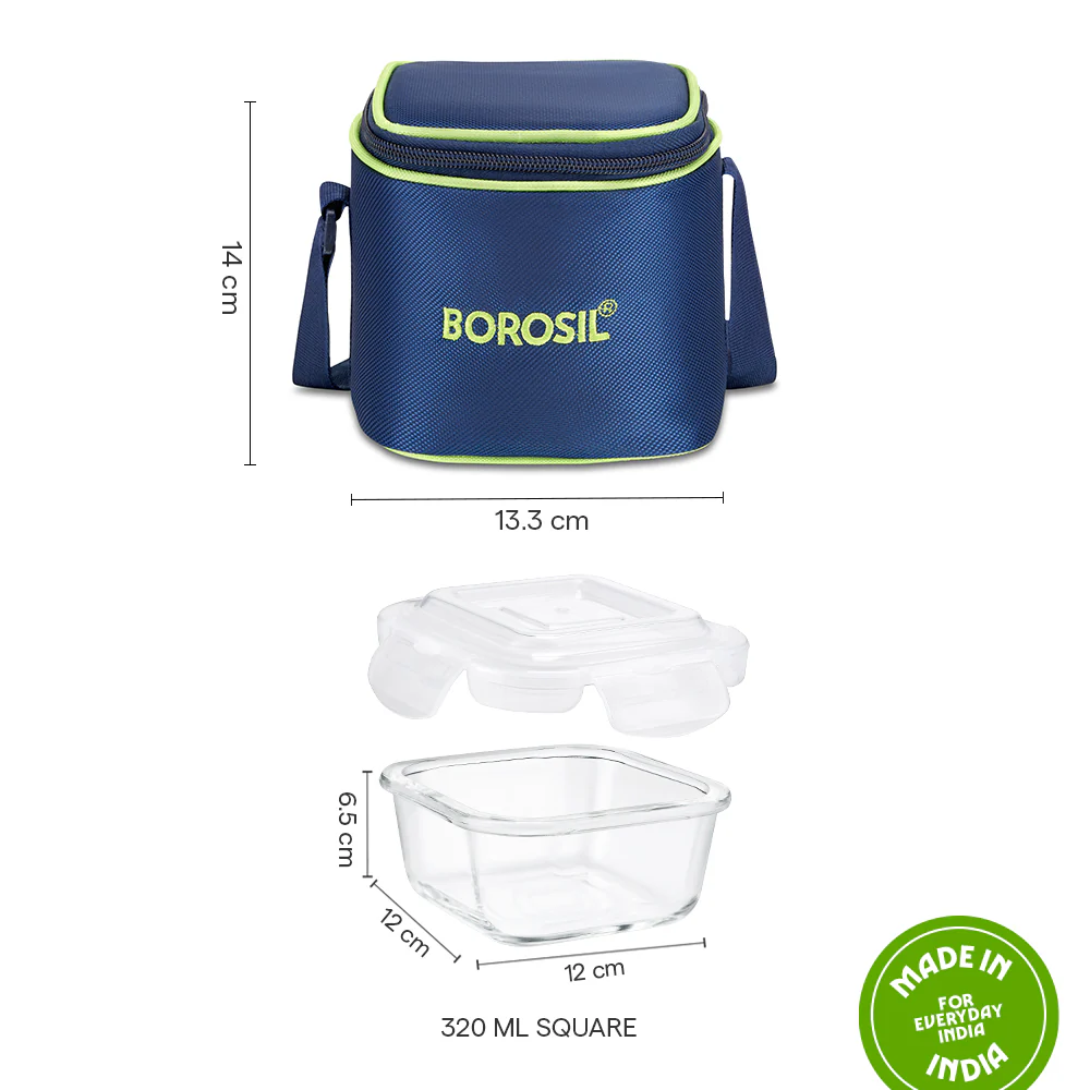 Square Glass Lunchbox, Blue - Image 3