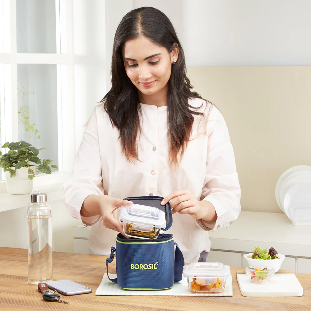 Square Glass Lunchbox, Blue - Image 6