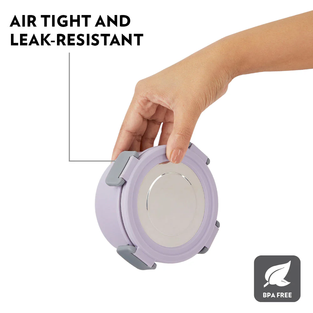 Glory Round Lunchbox with Stainless Steel Bottle, Lavender - Image 6