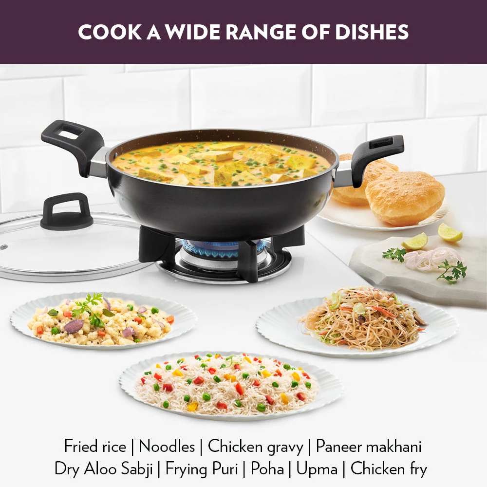 Granito Nonstick Kadhai with Lid - Image 7