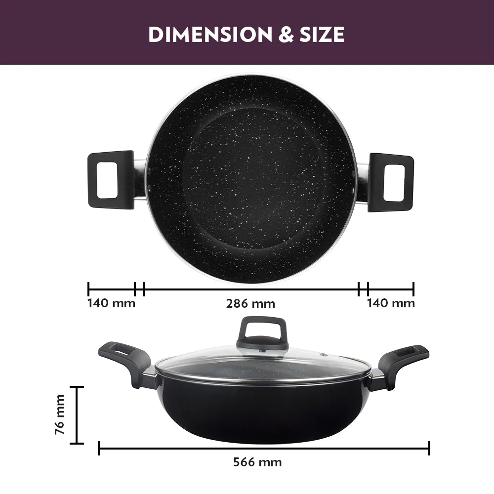 Granito Nonstick Kadhai with Lid - Image 3