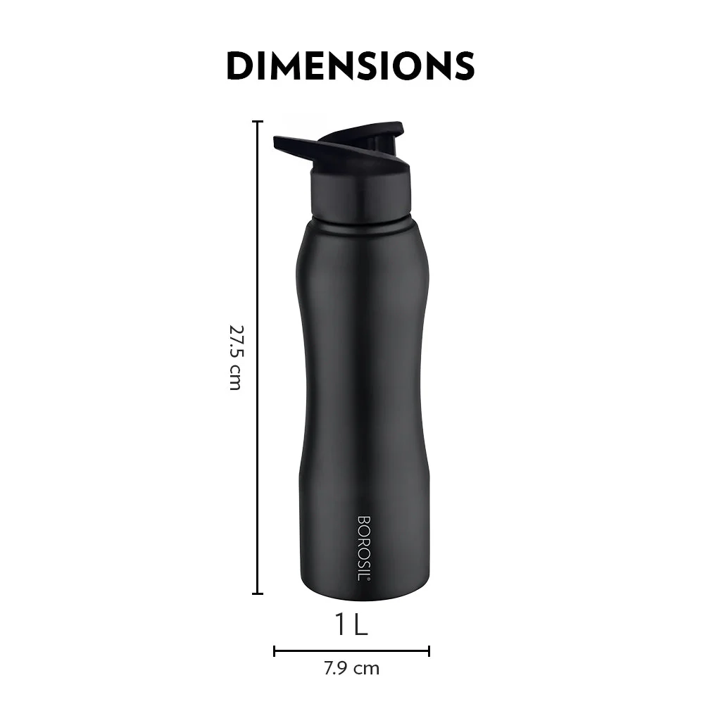 Grip n Sip Single Wall Bottle, Black - Image 3