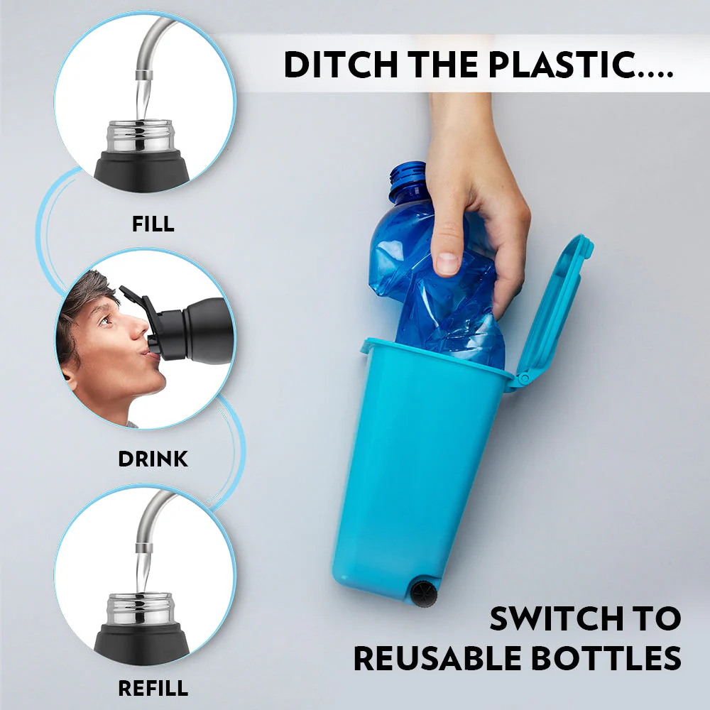 Grip n Sip Single Wall Bottle, Black - Image 7