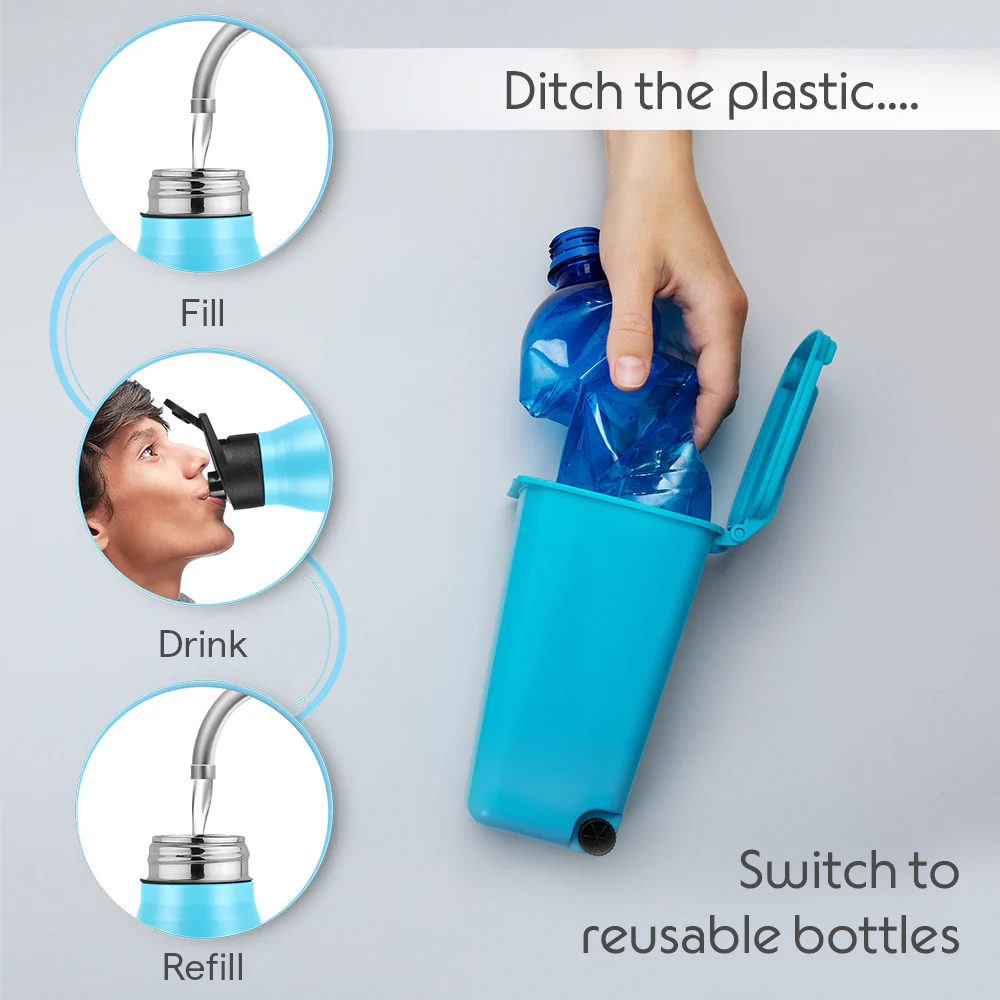 GripGo Single Wall Bottle, Blue - Image 7
