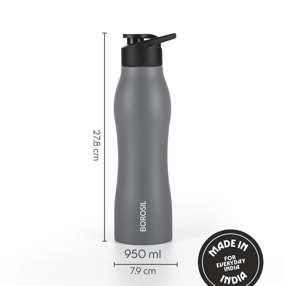 GripGo Single Wall Bottle, Grey - Image 3