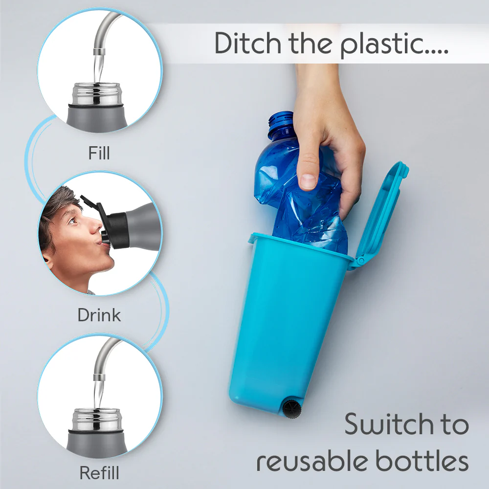 GripGo Single Wall Bottle, Grey - Image 7