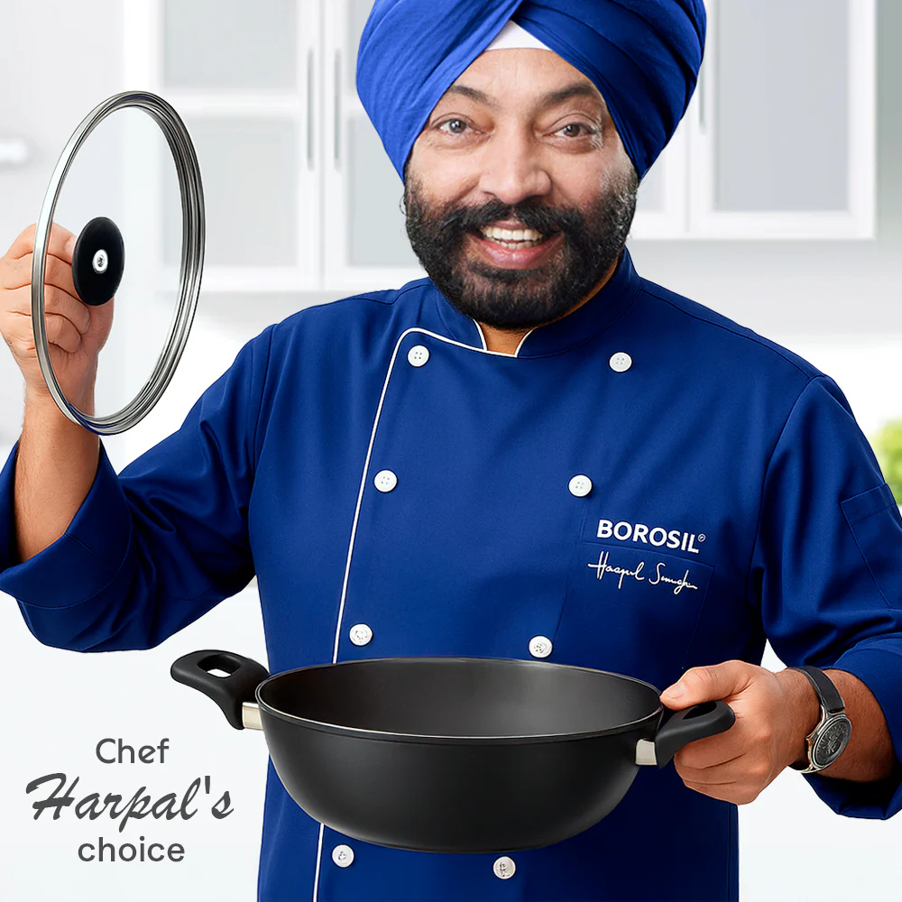 Hard Anodized Induction Base Deep Kadhai with Glass Lid - Image 8