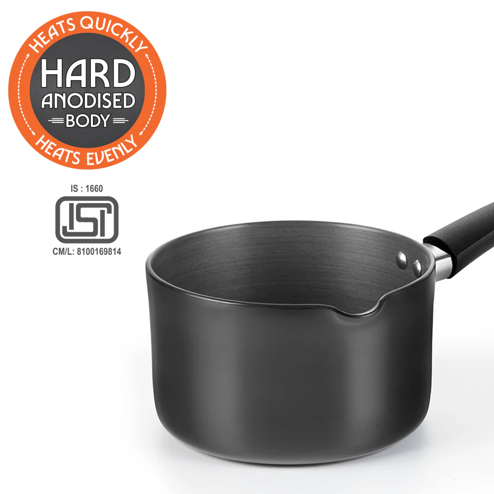 Hard Anodized Induction Base Spout Sauce Pan - Image 2