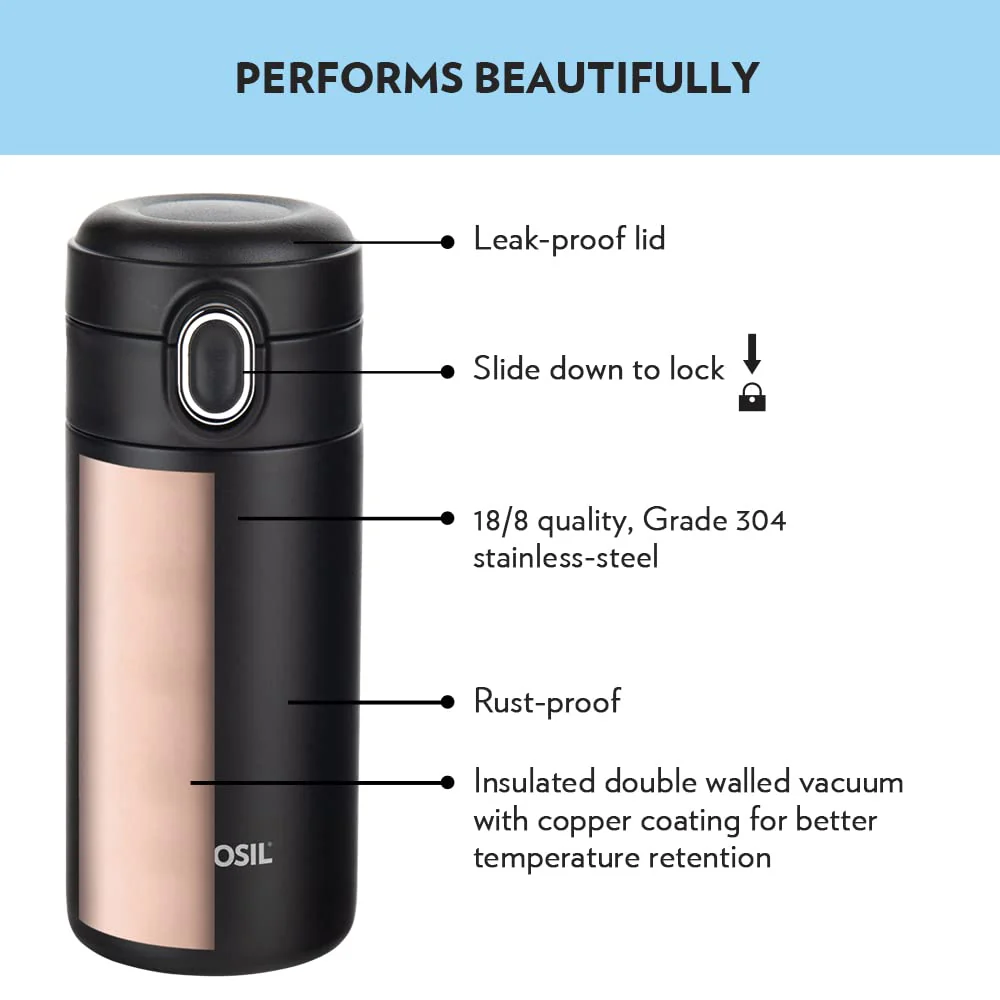 Thermo Flask Traveller Double Wall Mug, Black - Image 6