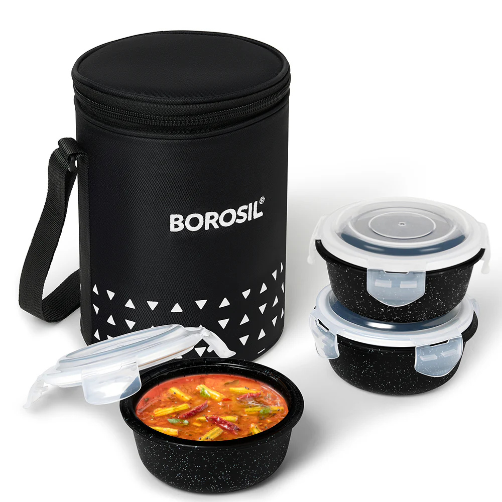 Kube Black Round Glass Lunch Box - Image 2
