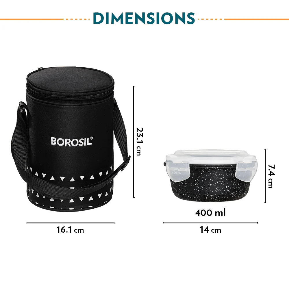 Kube Black Round Glass Lunch Box - Image 3
