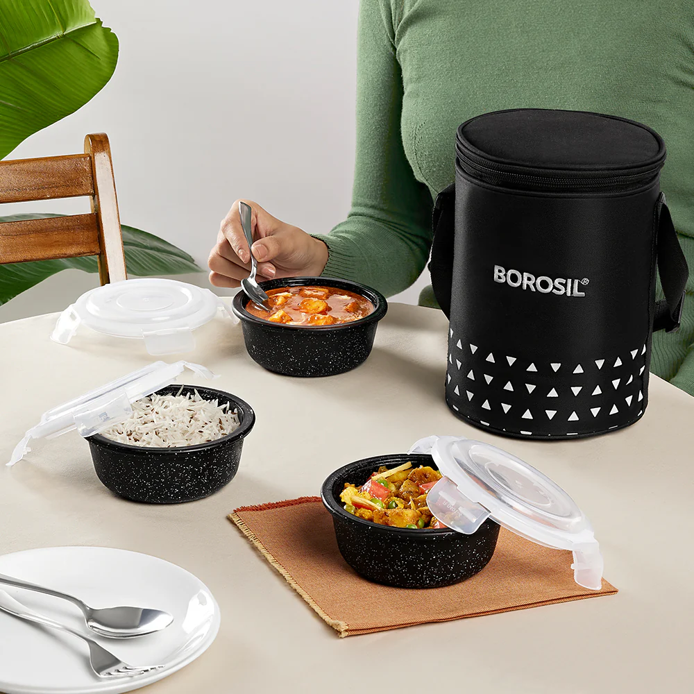 Kube Black Round Glass Lunch Box - Image 6