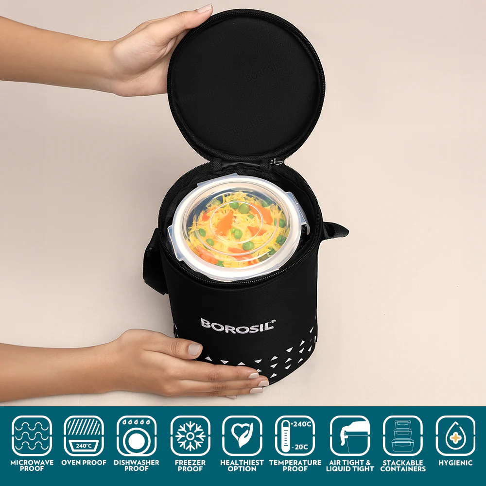 Kube Black Round Glass Lunch Box - Image 9