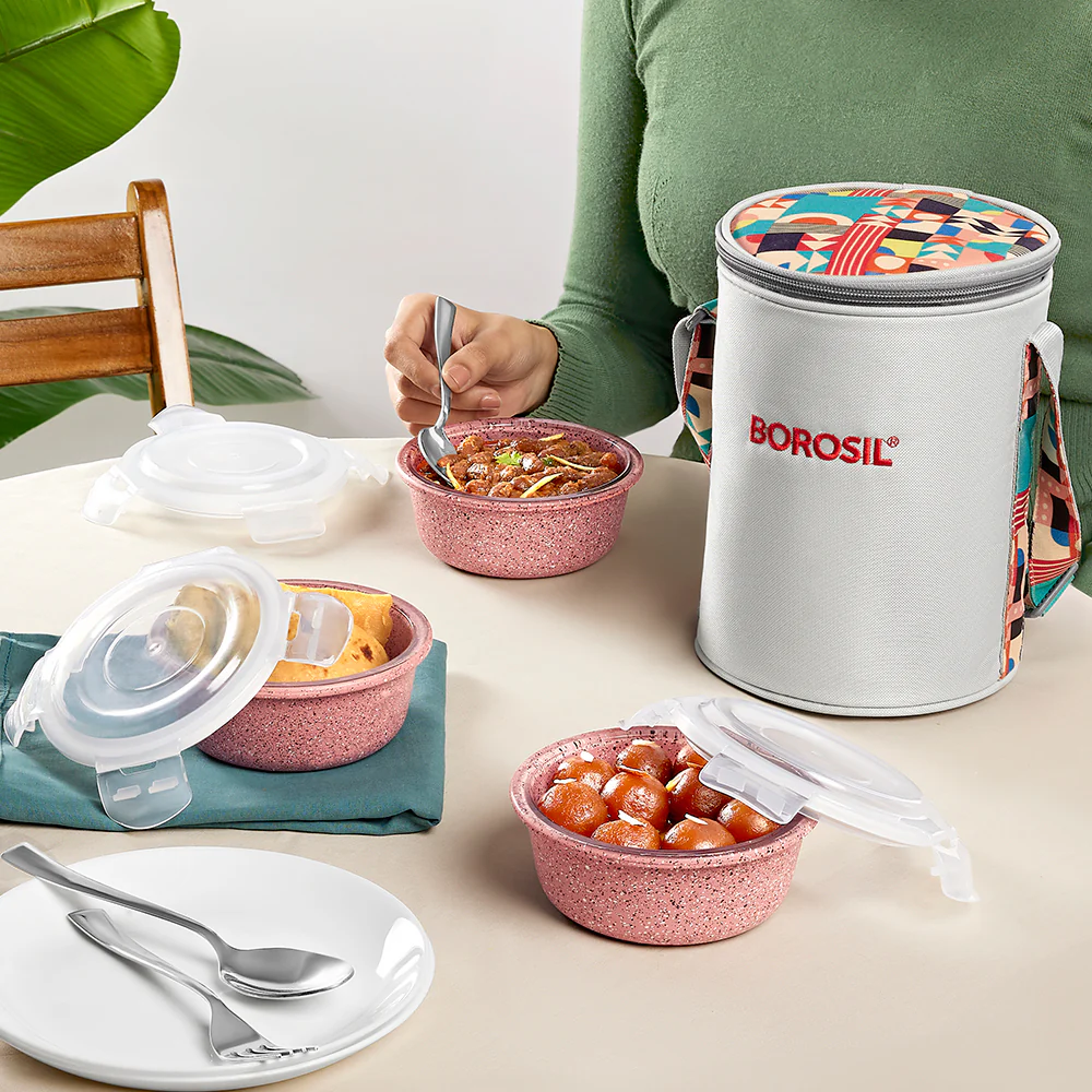 Kube Pink Round Glass Lunch Box - Image 6