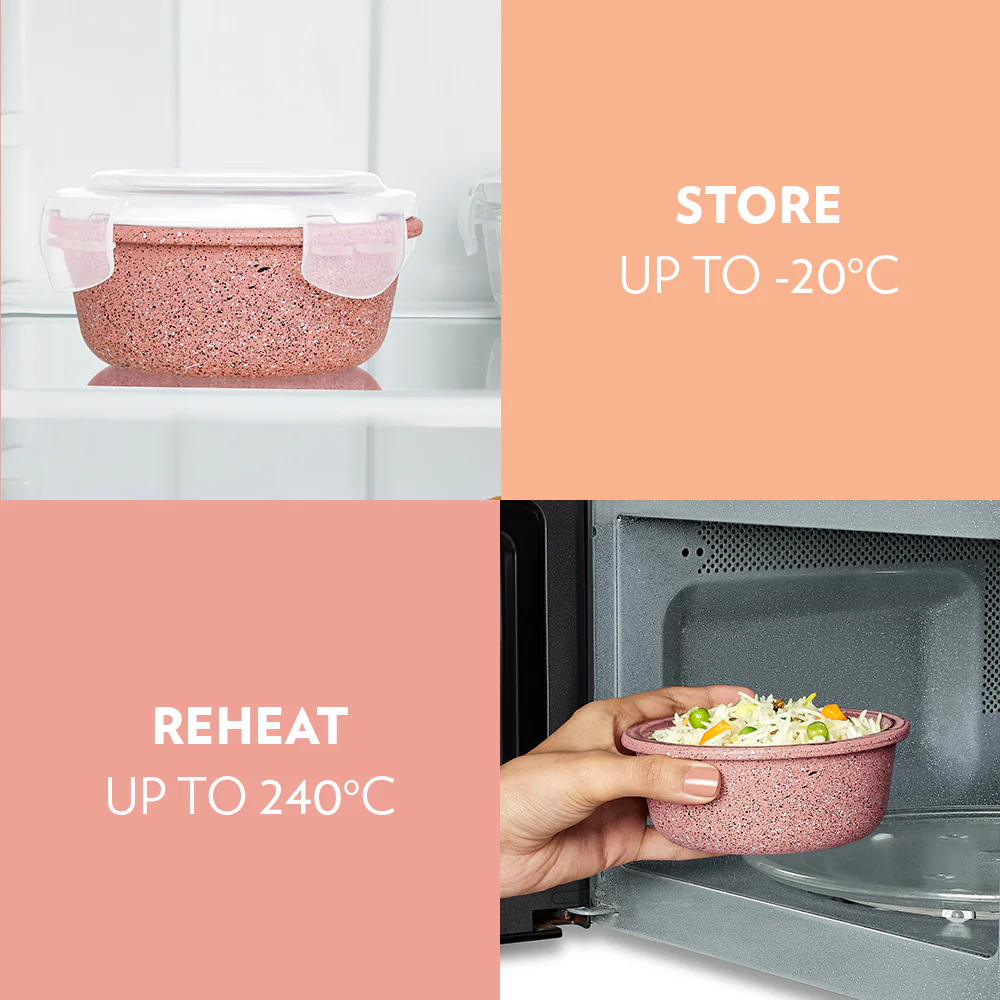Kube Pink Round Glass Lunch Box - Image 8
