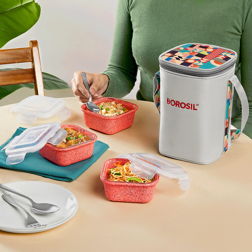 Kube Pink Square Glass Lunch Box - Image 5