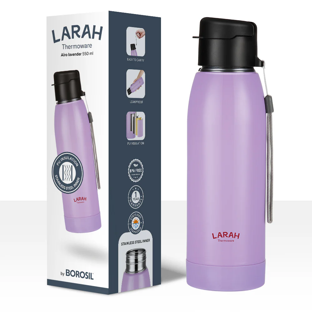 Larah Airo Round PU Thermoware Bottle, Lavender - Image 6
