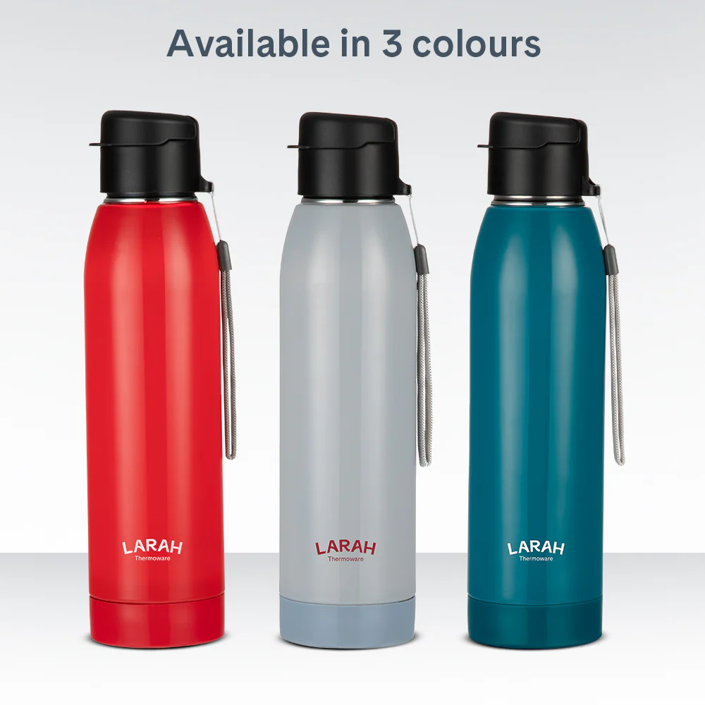 Larah Airo Round PU Thermoware Bottle, Grey - Image 7