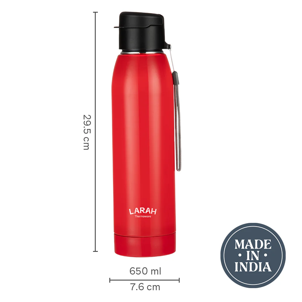 Larah Airo Round PU Thermoware Bottle, Red - Image 3
