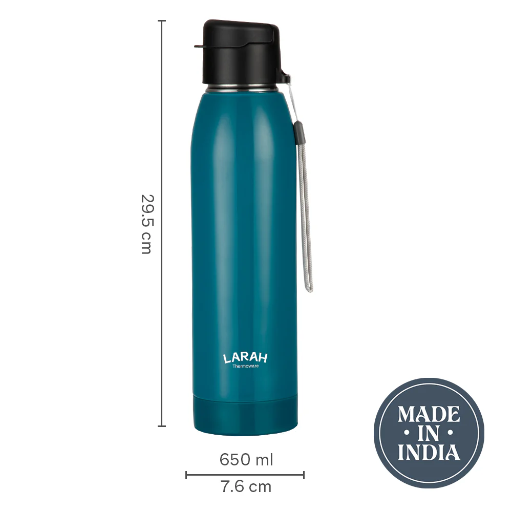 Larah Airo Round PU Thermoware Bottle, Teal - Image 3