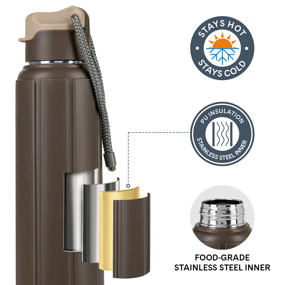 Larah Amaze Thermoware Bottle, Brown - Image 2