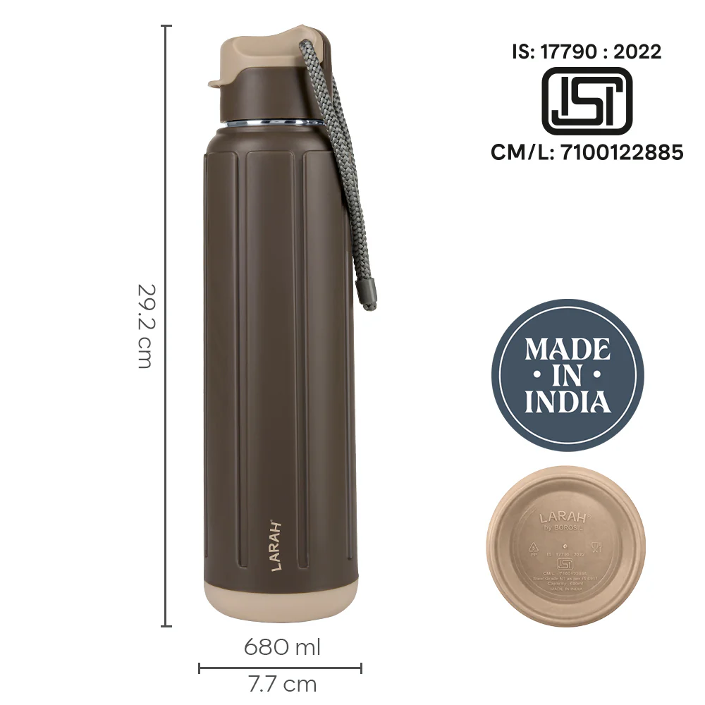 Larah Amaze Thermoware Bottle, Brown - Image 3