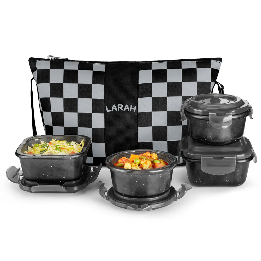 Larah Colormate Daisy Universal Lunch Box, Black - Image 2