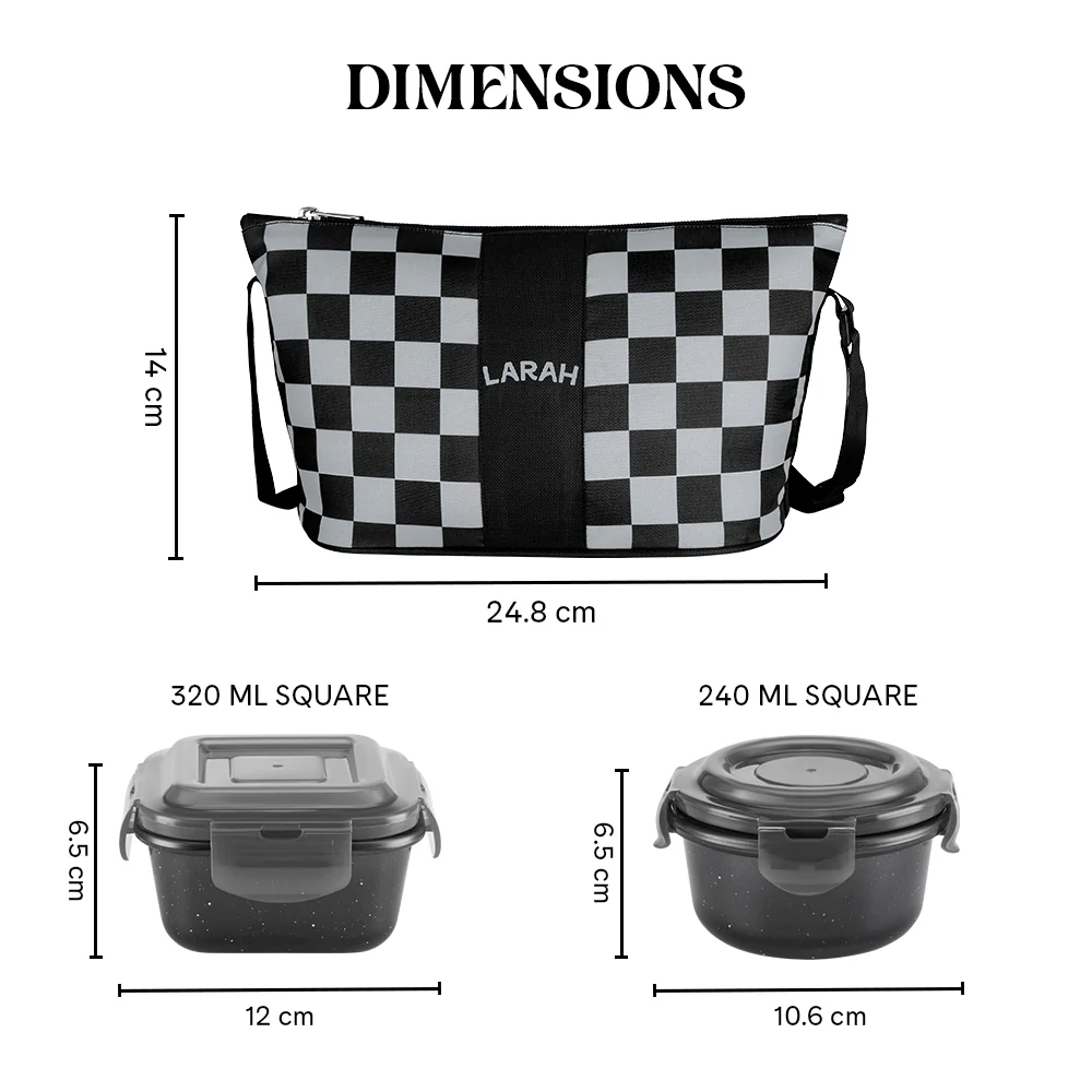 Larah Colormate Daisy Universal Lunch Box, Black - Image 3