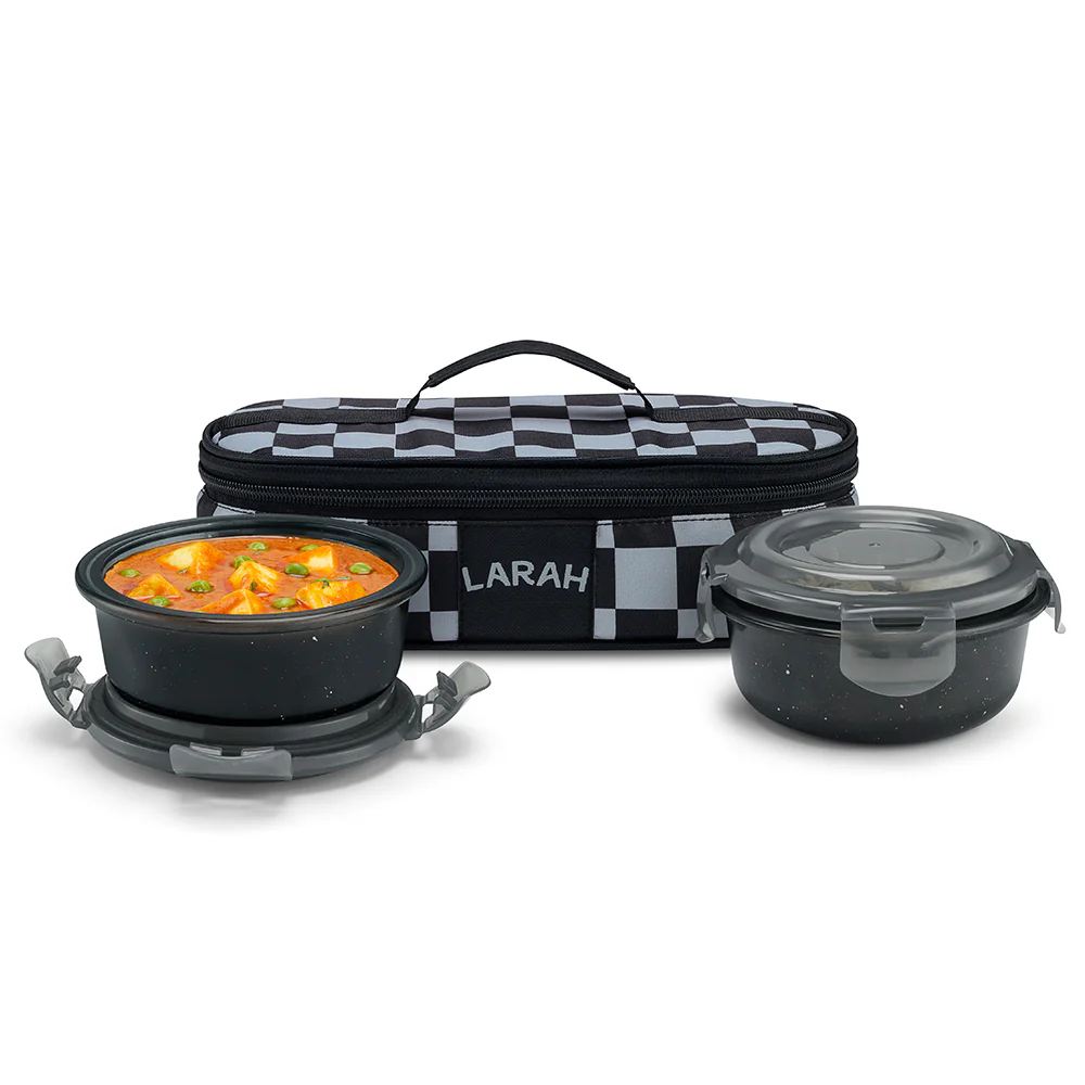 Larah Colormate Round Lunch Box, Black - Image 2